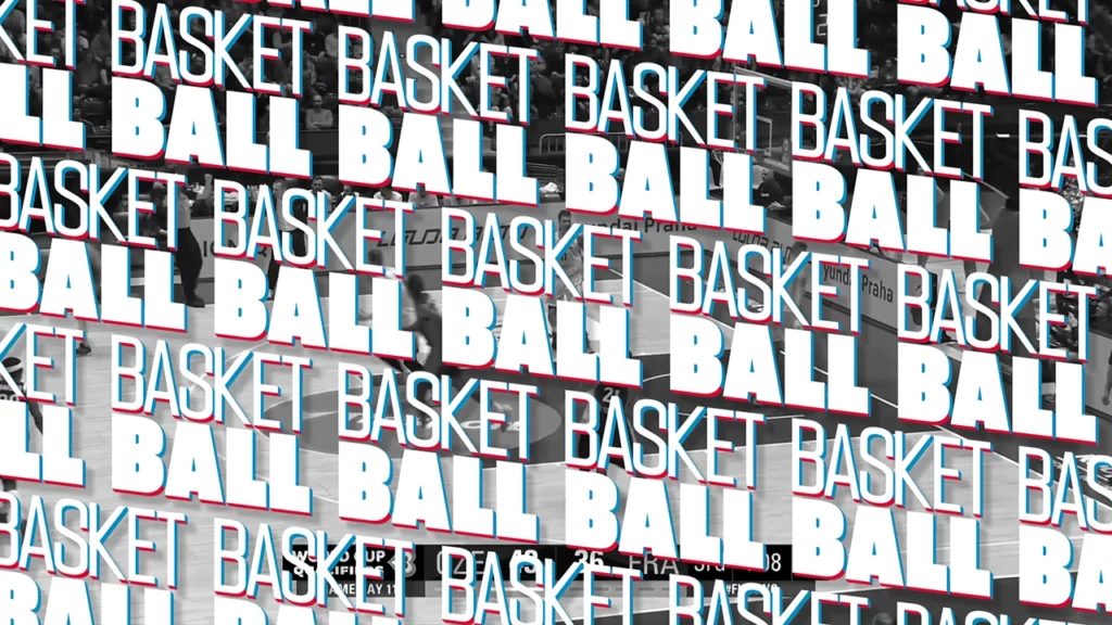 Vidéo en motion design - animation 2D - présentation du Basketball aux Jeux Olympiques de Paris 2024 - typographie Basketball - Spered Production Rennes Bretagne - Lenaig Boudigou